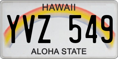 HI license plate YVZ549