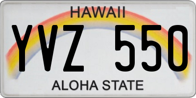 HI license plate YVZ550
