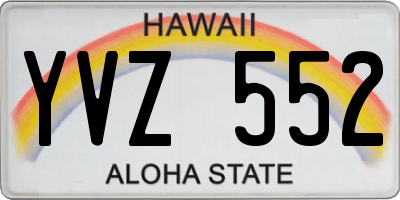 HI license plate YVZ552
