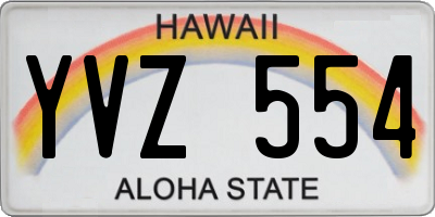 HI license plate YVZ554