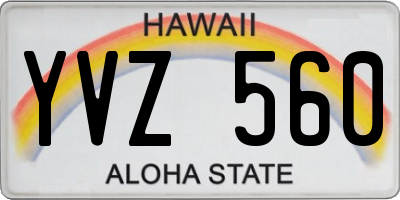 HI license plate YVZ560
