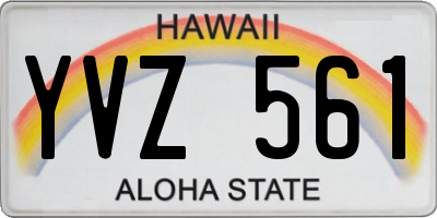 HI license plate YVZ561
