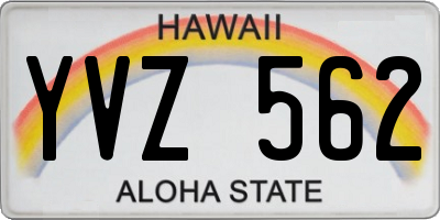 HI license plate YVZ562