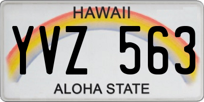 HI license plate YVZ563