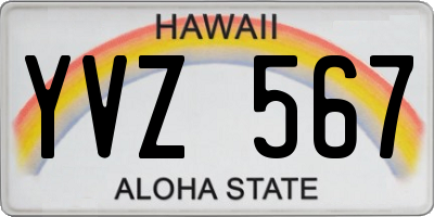 HI license plate YVZ567