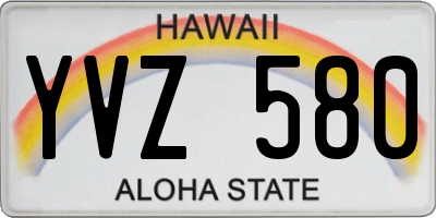 HI license plate YVZ580