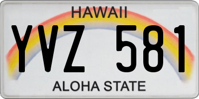 HI license plate YVZ581