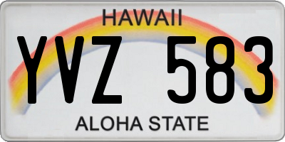 HI license plate YVZ583