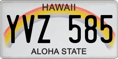 HI license plate YVZ585
