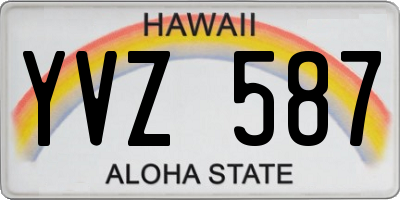 HI license plate YVZ587