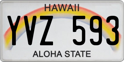 HI license plate YVZ593