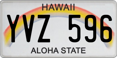 HI license plate YVZ596