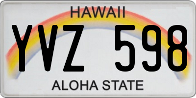 HI license plate YVZ598