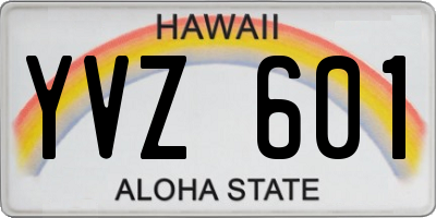 HI license plate YVZ601