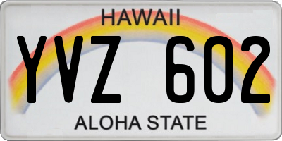 HI license plate YVZ602