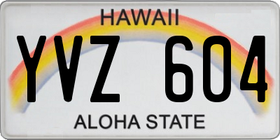 HI license plate YVZ604