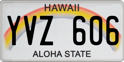 HI license plate YVZ606