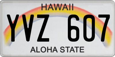 HI license plate YVZ607