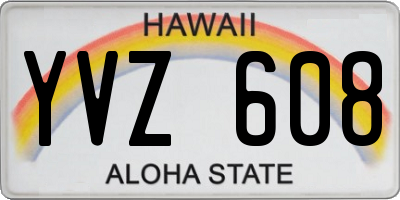 HI license plate YVZ608