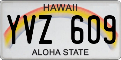HI license plate YVZ609