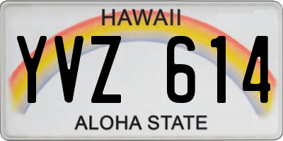 HI license plate YVZ614