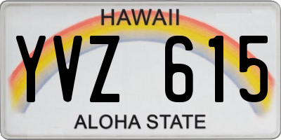 HI license plate YVZ615