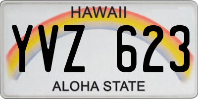 HI license plate YVZ623
