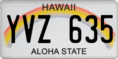 HI license plate YVZ635