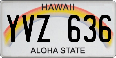 HI license plate YVZ636