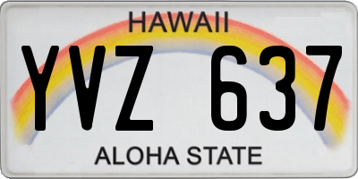 HI license plate YVZ637