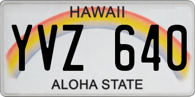 HI license plate YVZ640