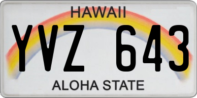 HI license plate YVZ643