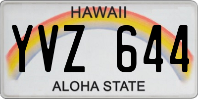 HI license plate YVZ644