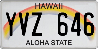 HI license plate YVZ646