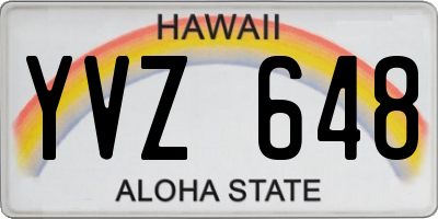 HI license plate YVZ648