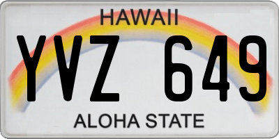 HI license plate YVZ649