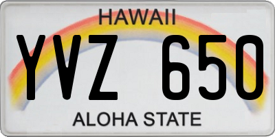 HI license plate YVZ650