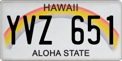 HI license plate YVZ651