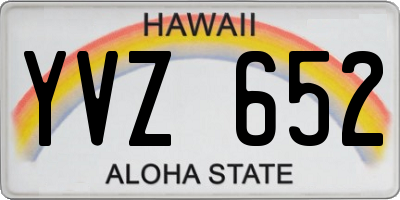 HI license plate YVZ652