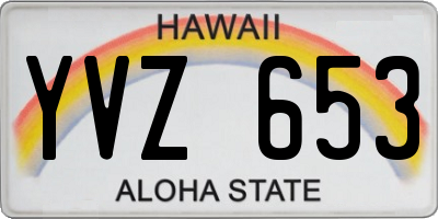 HI license plate YVZ653