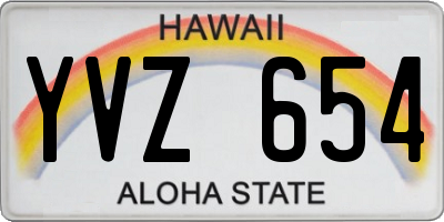 HI license plate YVZ654