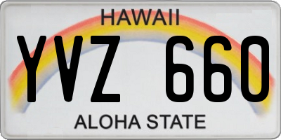 HI license plate YVZ660