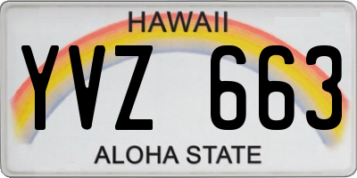 HI license plate YVZ663