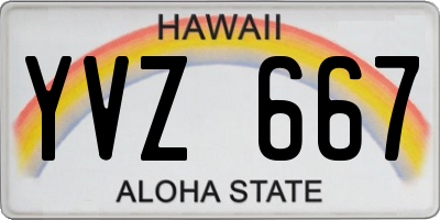 HI license plate YVZ667
