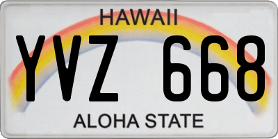 HI license plate YVZ668