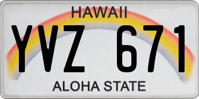 HI license plate YVZ671