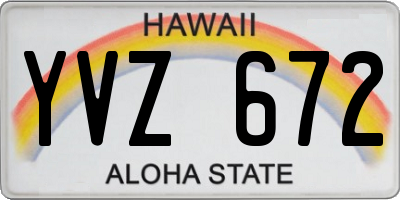 HI license plate YVZ672