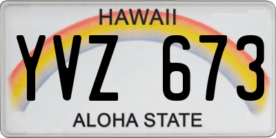 HI license plate YVZ673