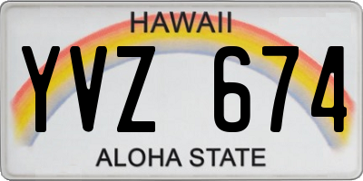 HI license plate YVZ674