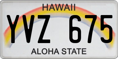 HI license plate YVZ675